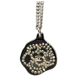 Collar de Camelia con Strass Coco Mark de Chanel Negro