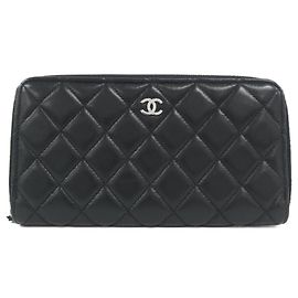 Chanel Timeless Classic Line Long Wallet Black Dark red