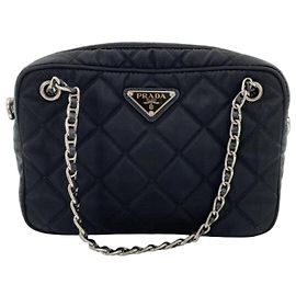 Bolsa de mão/ombro Prada preta e azul Preto Azul