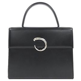 Cartier L1000512 Black Leather Handbag Black