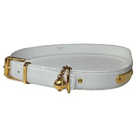Céline Cinturón Celine Vintage de Cuero Blanco Blanco