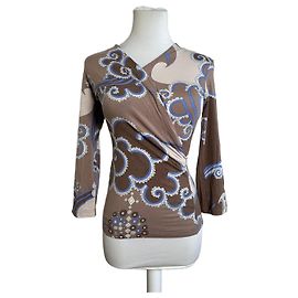Vintage Emilio Pucci Wrap Top Rayon Multicolour S Multiple colors