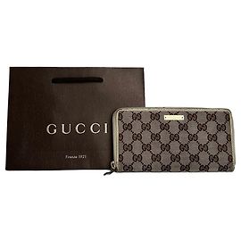 Vintage Gucci GG Canvas Zip-Around Wallet Beige Beige