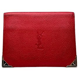 Tarjetero bifold vintage Yves Saint Laurent de cuero rojo Roja