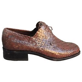 Derbies Joseph Fenestrier in pelle intrecciata marrone Marrone