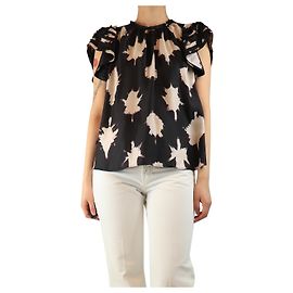 Ulla Johnson Black silk printed top - size UK 10 Black