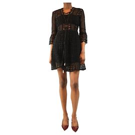 Self portrait Schwarzes A-Linien-Kleid mit Schnürung - Größe UK 8 Schwarz