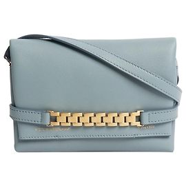 Victoria Beckham Bolsa transversal de couro com corrente azul Azul