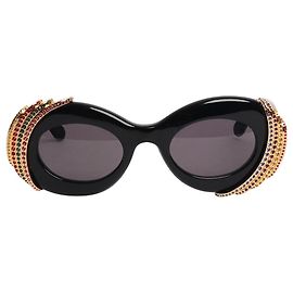 Loewe Schwarze veredelte runde Sonnenbrille Schwarz