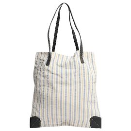 Fendi Borsa tote a righe crema e blu Altro
