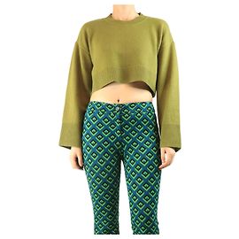 Reformation Grüner cropped Pullover - Größe S Grün