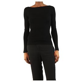 Eric Bompard Schwarzer nahtloser extrafeiner Ballerina-Ausschnitt-Pullover - Größe S Schwarz