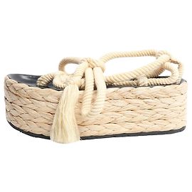 Isabel Marant Neutral raffia platform sandals - size EU 41 Other