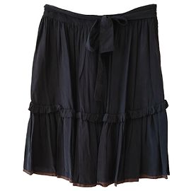 JUPE MIDI PRADA EN CRÊPE DE CHINE AVEC CEINTURE. Noir