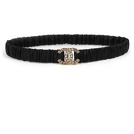 Elastischer Ledergürtel mit Coco-Logo von Chanel L23A Schwarz