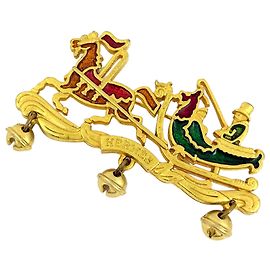 Broche Logo Plaqué Or Hermès Doré