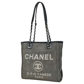 Chanel Deauville Chain Tote Bag Brown