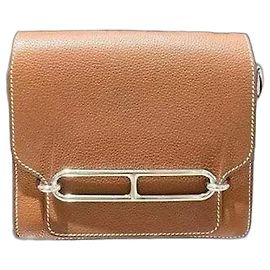 Hermès Roulis 19 Gold Brown Saddle Leather Handbag Brown