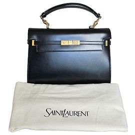 Saint Laurent Black Leather Top Handle Handbag Black