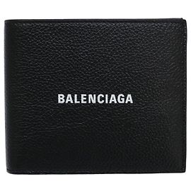 Balenciaga Bi-Fold Leather Wallet Black White