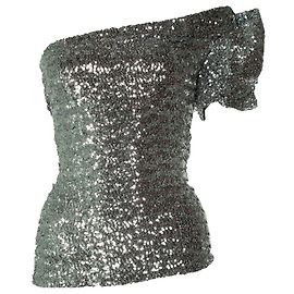 Isabel Marant, sequinned one shoulder top Silvery Metallic