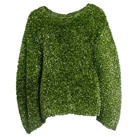 Dries van Noten, Übergroßer grüner Lamé-Pullover Grün