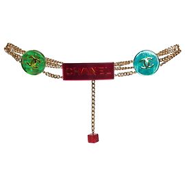 Chanel, multicolor iridescent chain belt Multiple colors
