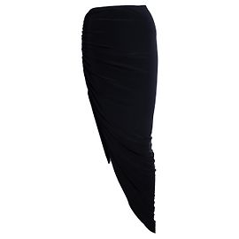 Norma Kamali, Diana side drape long skirt in black Black