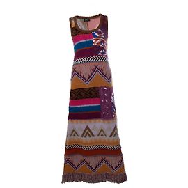 Etro, Maxikleid aus Intarsienstrick Mehrfarben