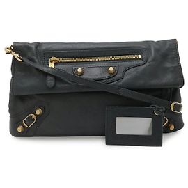 Balenciaga Leather Giant Envelope Clutch Bag Grey