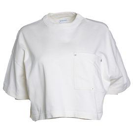 Bottega Veneta, pull en coton écru à col rond Blanc