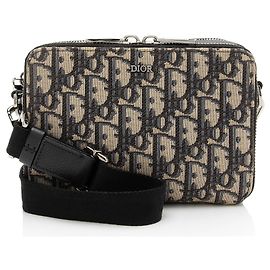 Pochette à double zip Dior Oblique Bleu