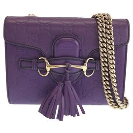 Bolsa de Ombro Gucci de Couro Horsebit Emily Roxo