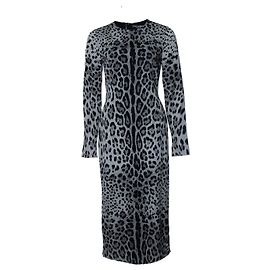 Robe maxi imprimée léopard grise Dolce & Gabbana Gris