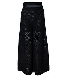 Chanel, calças largas de malha pretas Preto