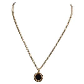 Collana Bulgari pendente rotondo madreperla nera e diamanti oro rosa D'oro