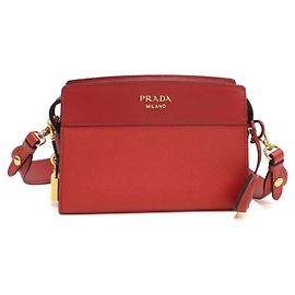Bolsa de ombro de couro vermelho Prada Vermelho