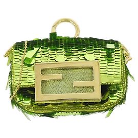 Fendi Nano Baguette Charm 7AS045 A9X2 Doré Vert