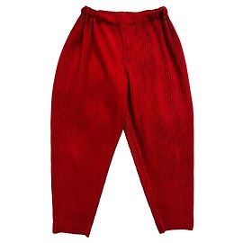 Issey Miyake Rote plissierte Herrenhose Rot