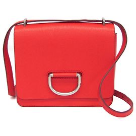 Burberry D-ring Women's Leather Shoulder Bag Red