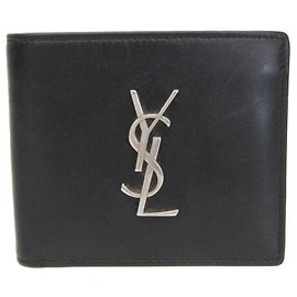 Yves Saint Laurent Cassandra 453276 Men's Leather Bill Wallet Black
