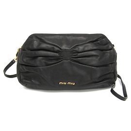 Borsa a spalla in pelle Miu Miu con nastro Nero