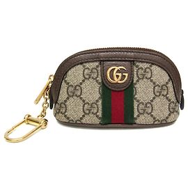 Porta-moedas Ophidia Gucci com chaveiro Marrom Bege