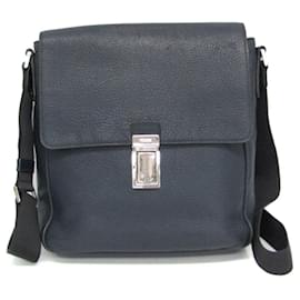 Prada Men's Leather Messenger Bag Navy blue