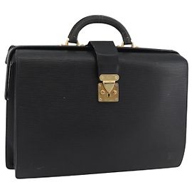 LOUIS VUITTON Epi Serviette Fermoir Business Bag Black M54352 LV Auth BA12065 Black