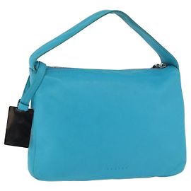 Céline Borsa a mano CELINE in pelle blu argento Auth 176877A Argento Blu