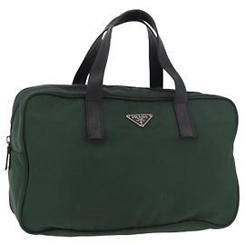 PRADA Handtasche aus Nylon Khaki Silber authentisch am11358A Silber Khaki