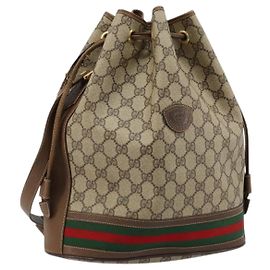Bolsa Sherry Line GG Supreme Web da GUCCI em PVC bege e dourado 001 41 0850 Auth 176189 Bege Dourado