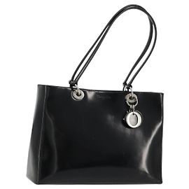 Borsa Tote Christian Dior Pelle verniciata Nera Argento Auth ep14158 Nero Argento
