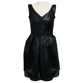 Vestido de coquetel preto sem mangas em V Carven Preto